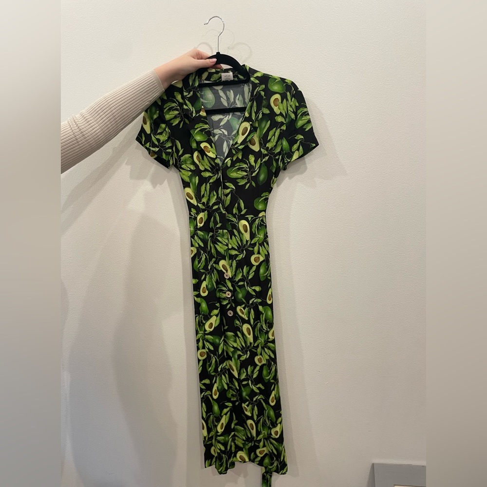 WILFRED aritzia avocado printed dress